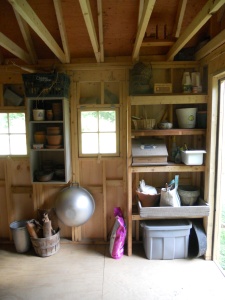 New shelves inside the little barn